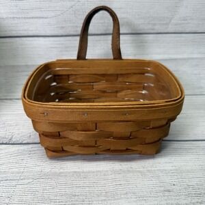 LONGABERGER 1995 Classic Medium Key Basket & Protector Sawtooth Wall Hanger